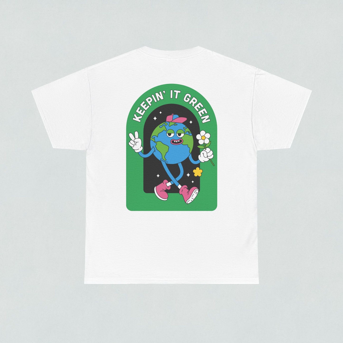 Heavy Cotton Tee - Keepin' It Green Floral Design